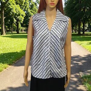 Vintage 80s Sleeveless Button Down Shirt Fashion Bug Shimmer Large NWT